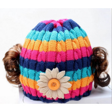 Mode warme gestrickte Baby-Wintermütze mit Haarperücke
